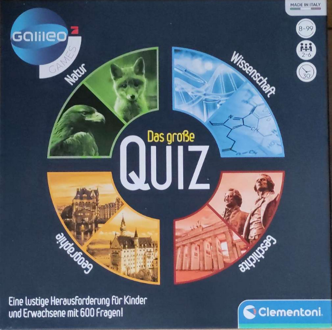 Clementoni Galileo Games - Das große Quiz - Brettspiel mit Wissensfragen, Quizspiel zu Geografie, Geschichte, Wissenschaften & Technik - Familienspiel